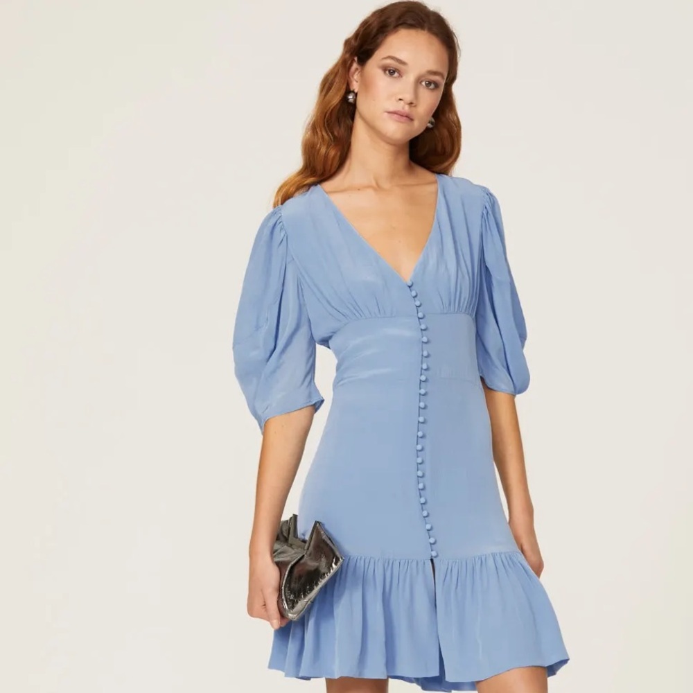 The Kooples Dusty Blue Button Front Midi Dress Sz M